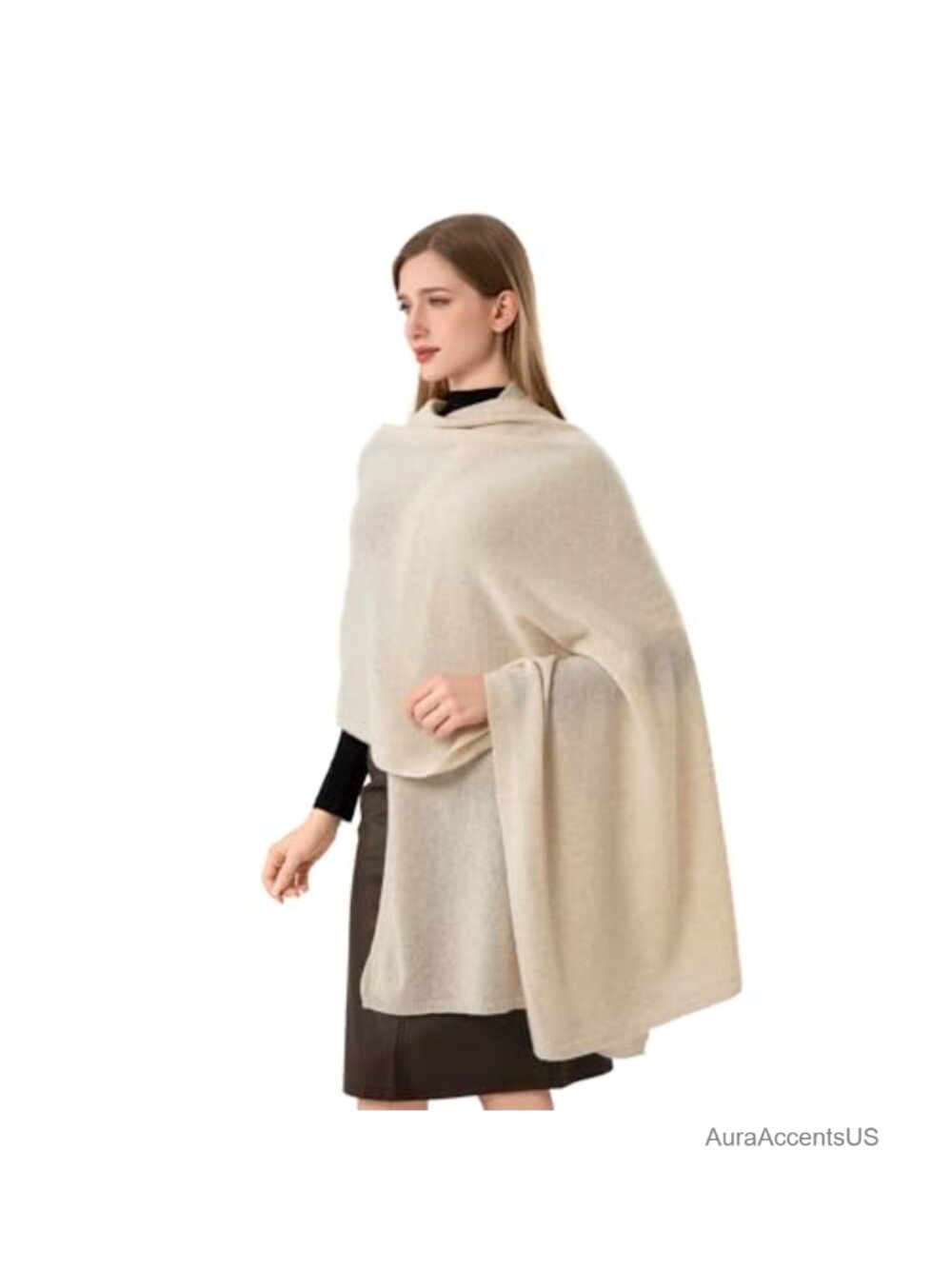 100% Cashmere Knitted Scarf Wrap Extra Large 87x28 Inch Travel Blanket Stole